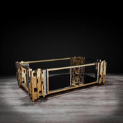 Illusion Rectangular Titanium Gold Polished Stainless Steel Base Stylish Coffee Table RG