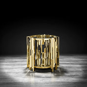 Illusion Round All Titanium Gold Polished Stainless Steel Base Modern End Table