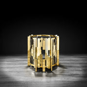 Illusion Round All Titanium Gold Polished Stainless Steel Base Stylish End Table