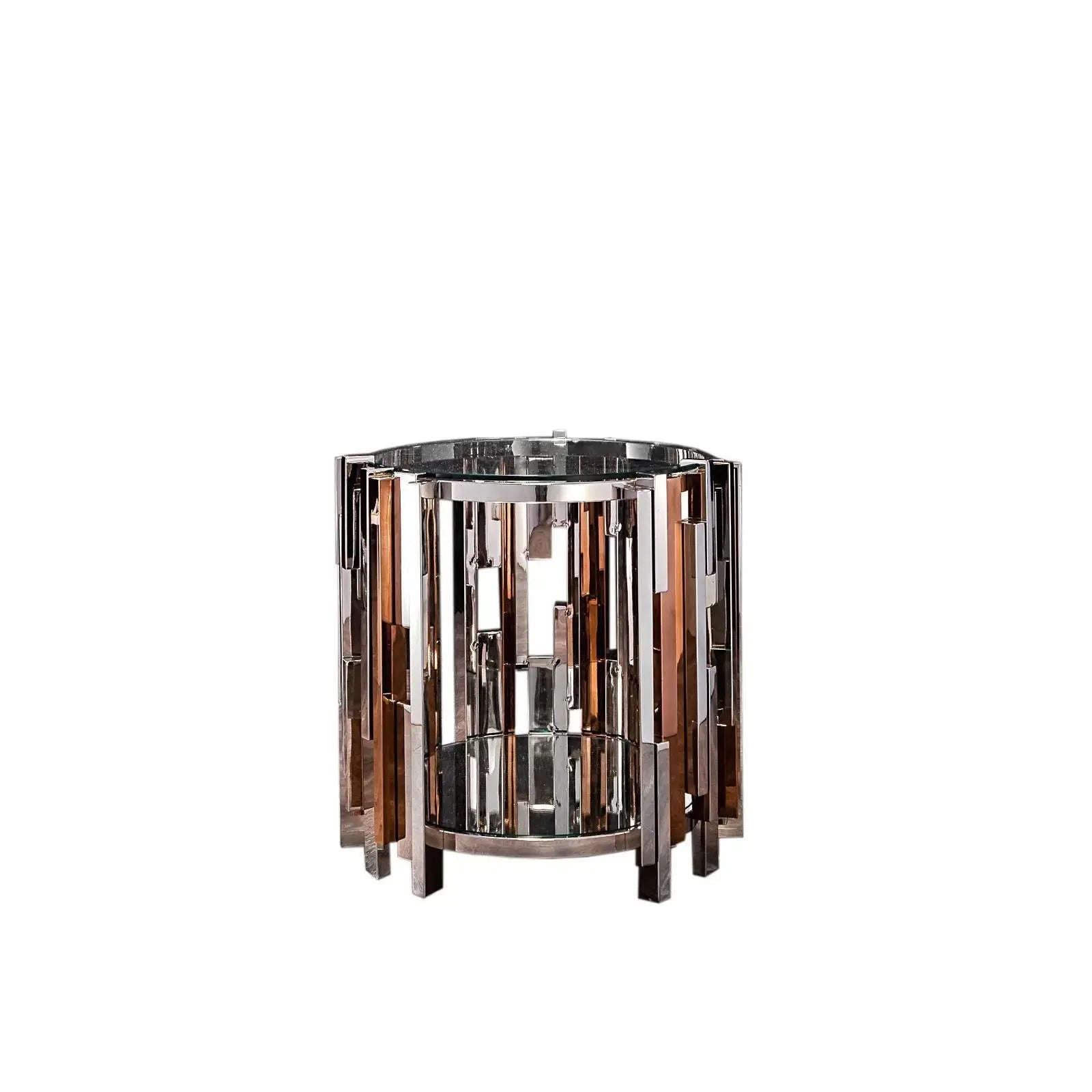 Illusion Round Silver End Table
