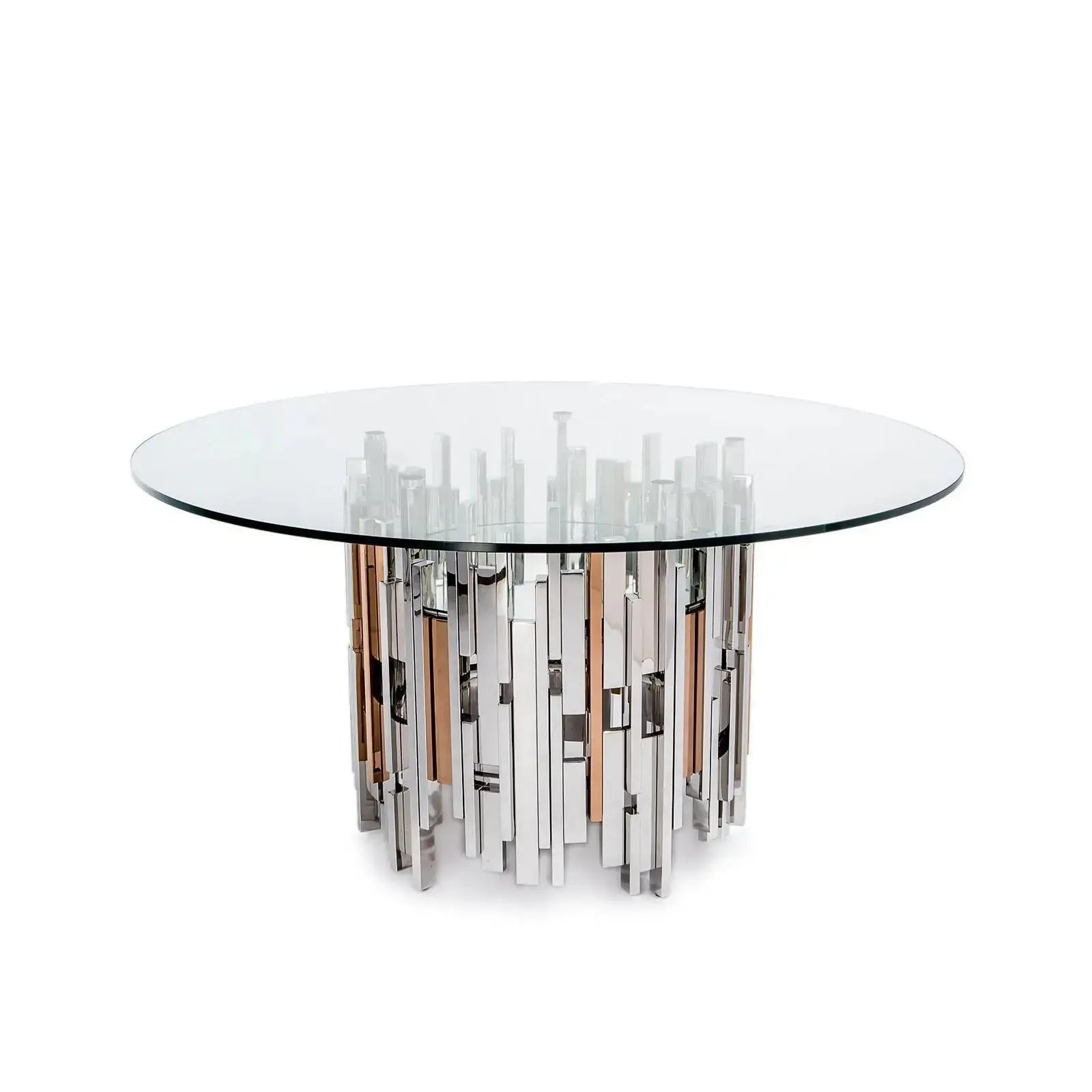 Illusion Round Silver Modern Dining Table