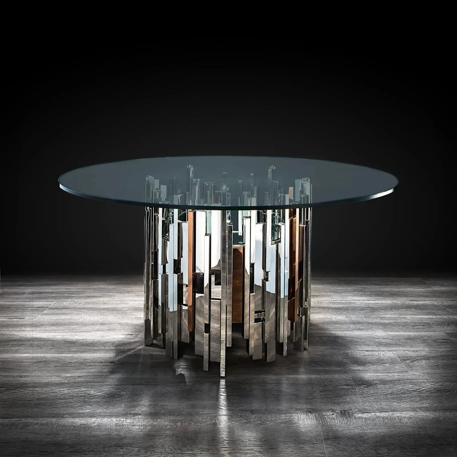 Illusion Round Silver Modern Dining Table