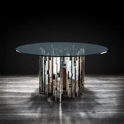 Illusion Round Silver Modern Dining Table