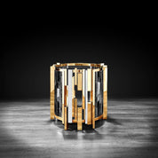 Illusion Round Titanium Gold Polished Stainless Steel Base Stylish End Table