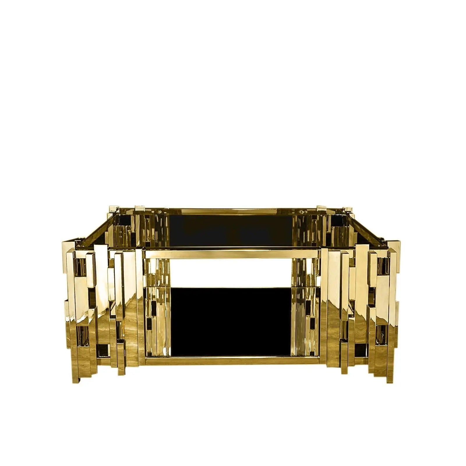 Illusion Square All Titanium Gold Polished Stainless Steel Base Coffee Table RG