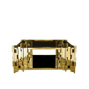 Illusion Square All Titanium Gold Polished Stainless Steel Base Coffee Table RG