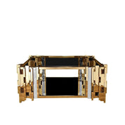 Illusion Square Titanium Gold Polished Stainless Steel Base Coffee Table