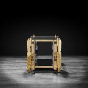 Illusion Square Titanium Gold Polished Stainless Steel Base Modern End Table RG