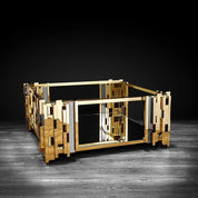 Illusion Square Titanium Gold Polished Stainless Steel Base Stylish Coffee Table