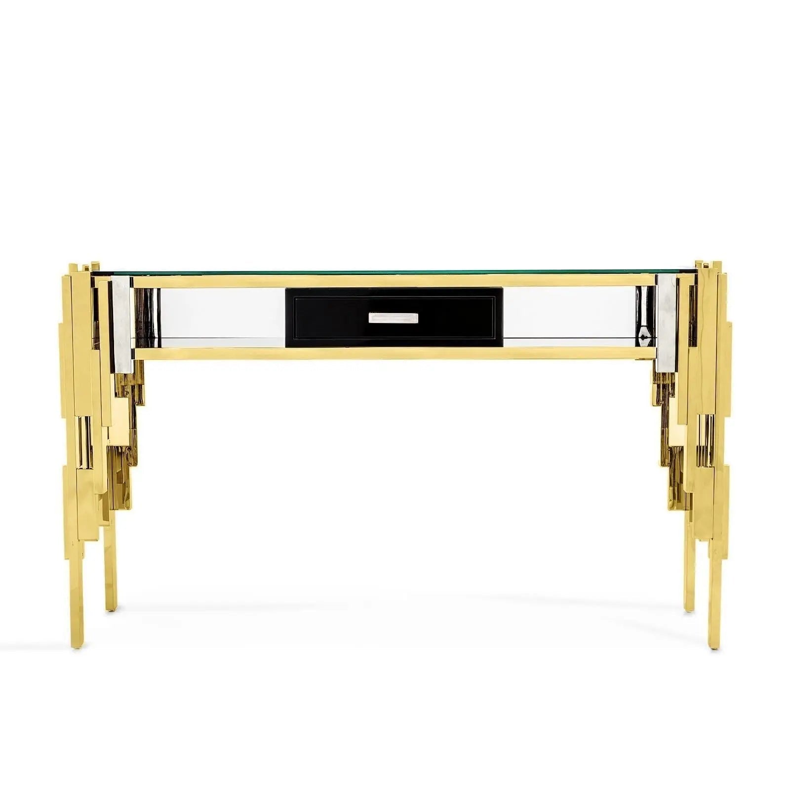 Illusion Titanium Gold Polished Stainless Steel Base Polished Stainless Steel Base Console Table RG