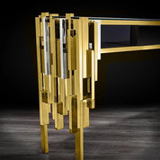 Illusion Titanium Gold Polished Stainless Steel Base Polished Stainless Steel Base Stylish Console Table RG