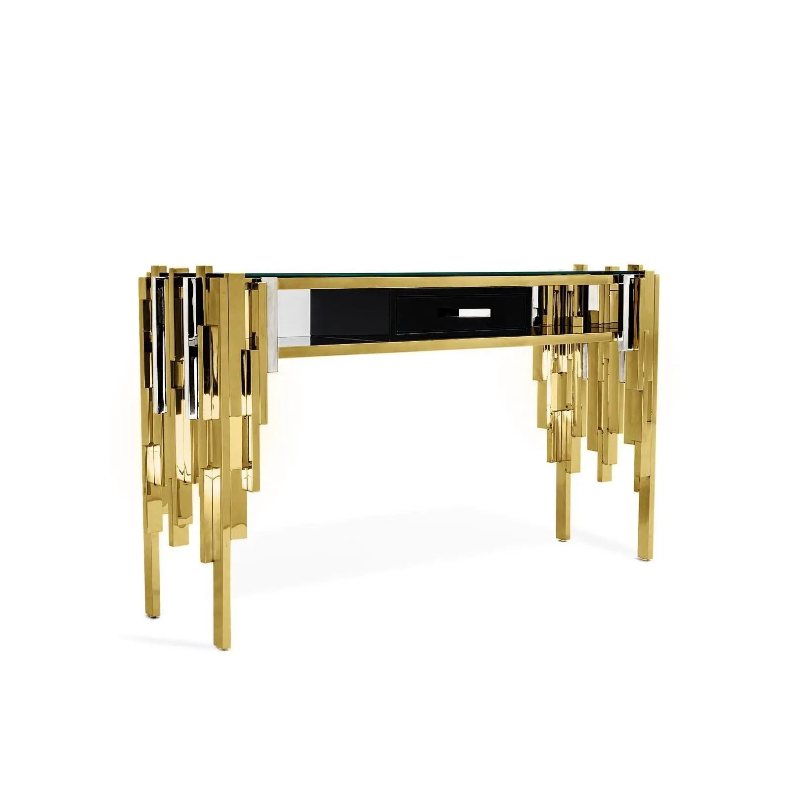 Illusion Titanium Gold Polished Stainless Steel Base Polished Stainless Steel Base Stylish Console Table RG