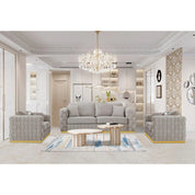 Liam Titanium Gold Brushed Stainless Steel Base Gray Modern Sofa Set