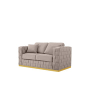 Liam Titanium Gold Brushed Stainless Steel Base Taupe Luxury Sofa Set RG