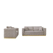 Liam Titanium Gold Brushed Stainless Steel Base Taupe Stylish Sofa Set RG