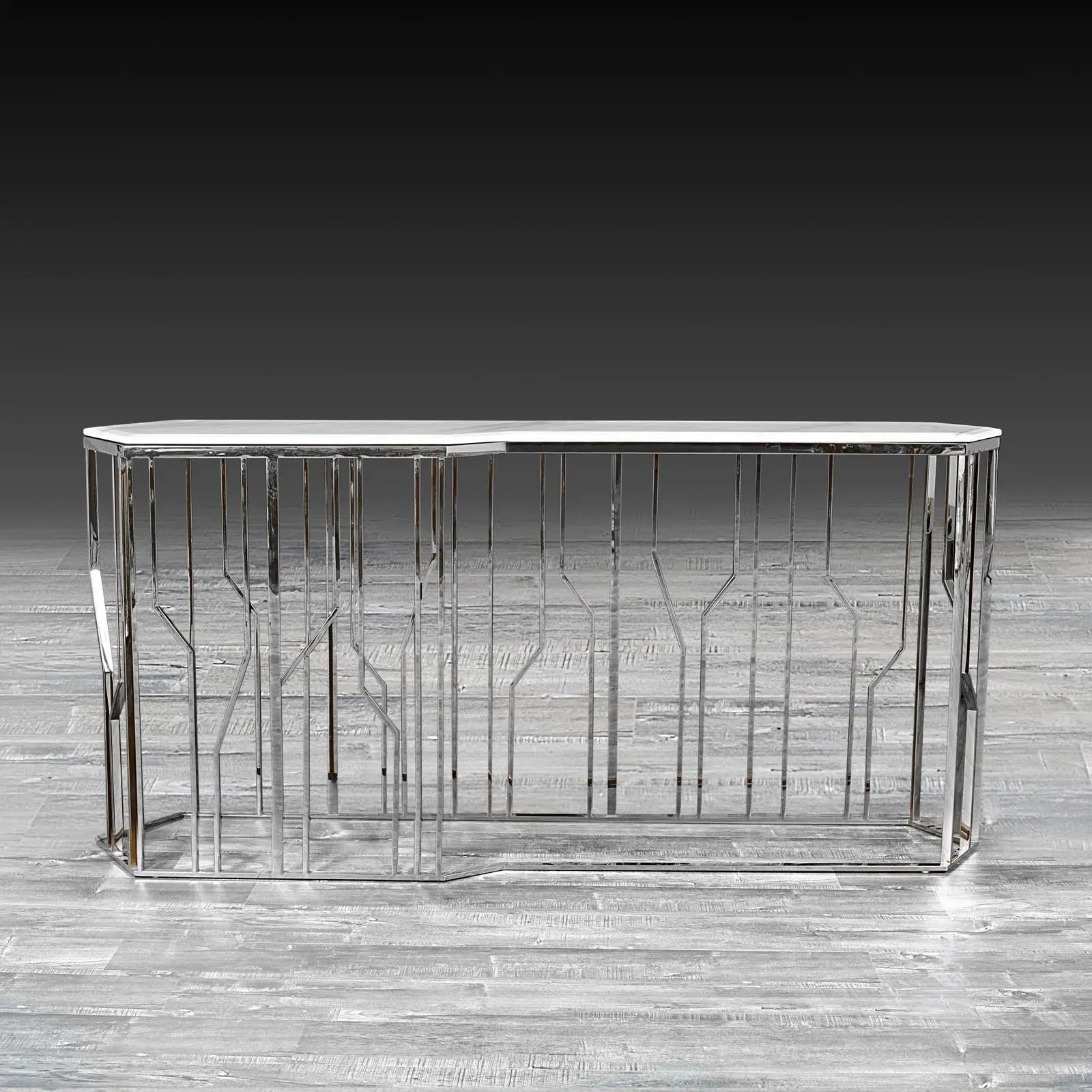 Lorensia Lg Silver Marble Modern Console Table