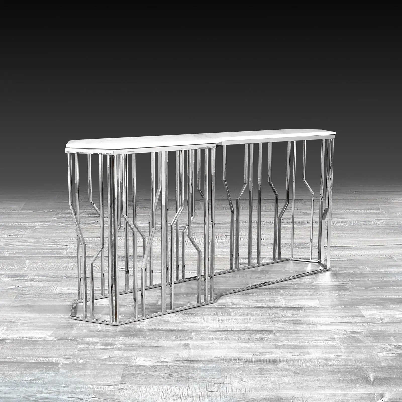 Lorensia Lg Silver Marble Stylish Console Table