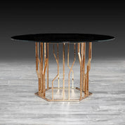 Lorensia RG Rnd Black Modern Dining Table