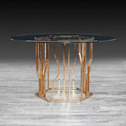 Lorensia RG Rnd Glass Modern Dining Table