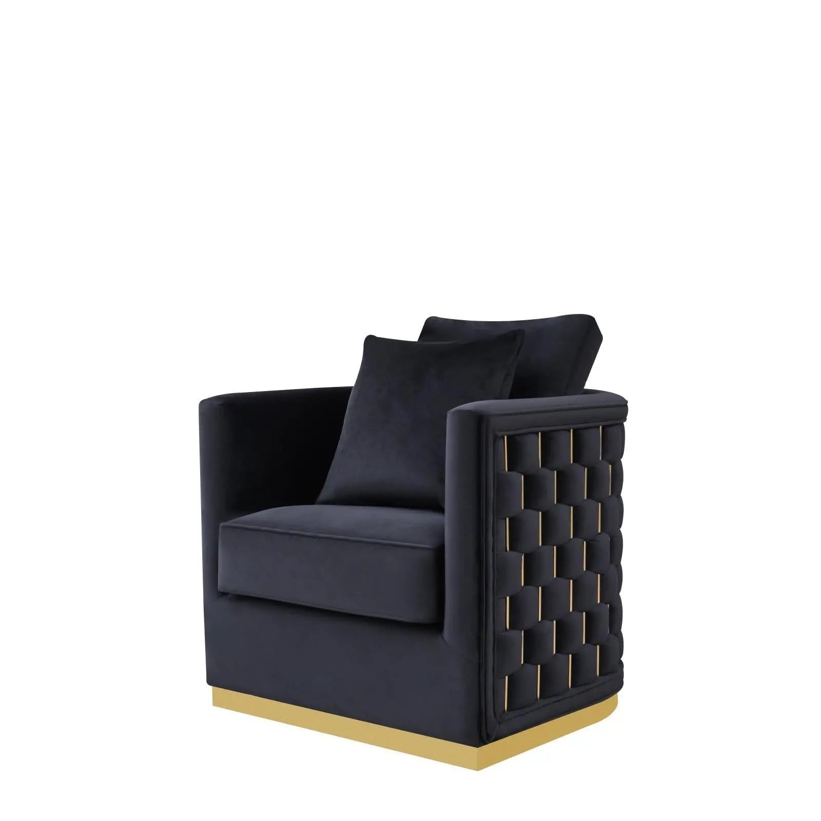 Lucia Gold Black Modern Sofa Set