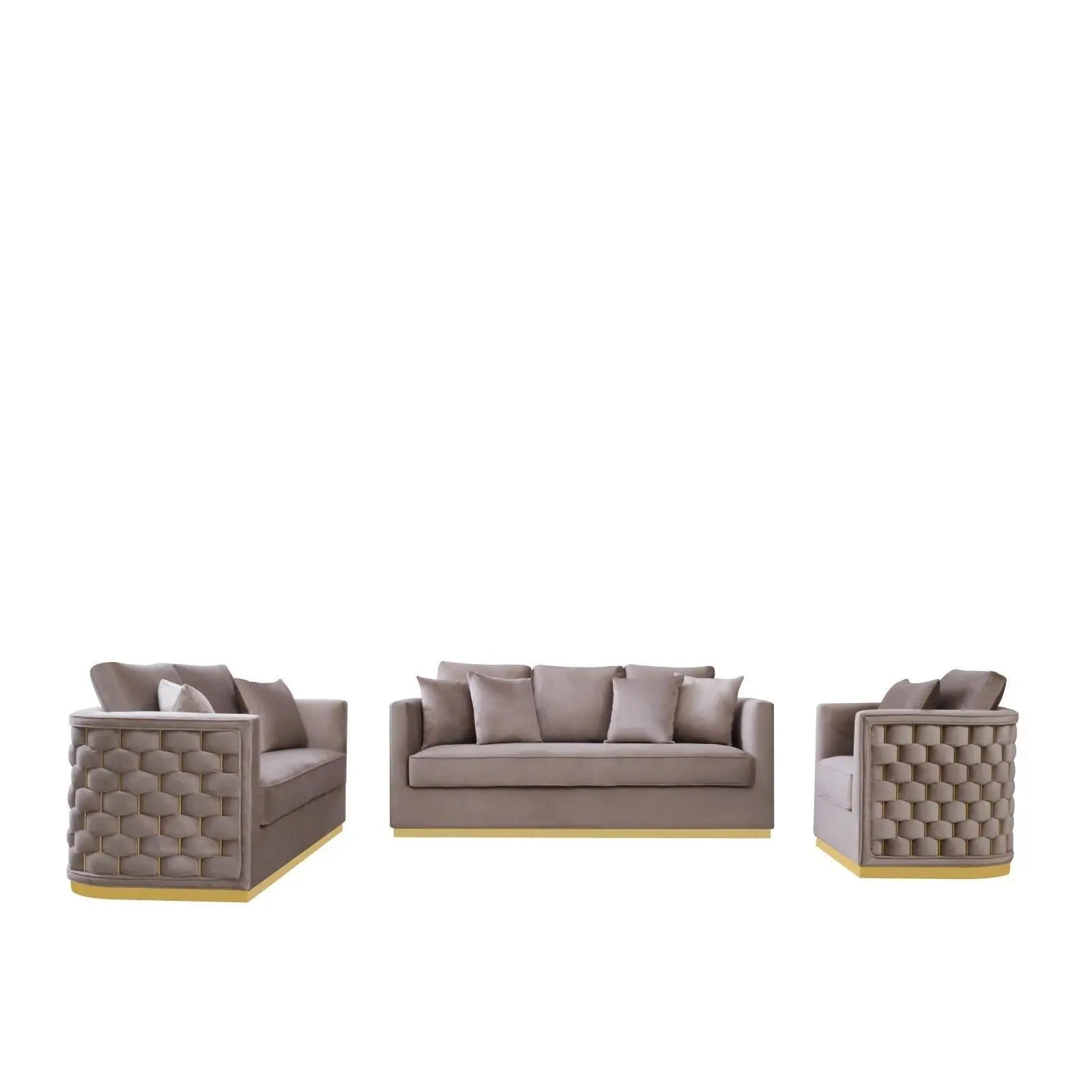 Lucia Gold Taupe Stylish Sofa Set
