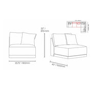 Lugano Five Pieces Sectional Armless Chair Dims RG