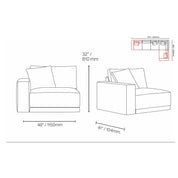 Lugano Five Pieces Sectional Laf Chair Dims RG