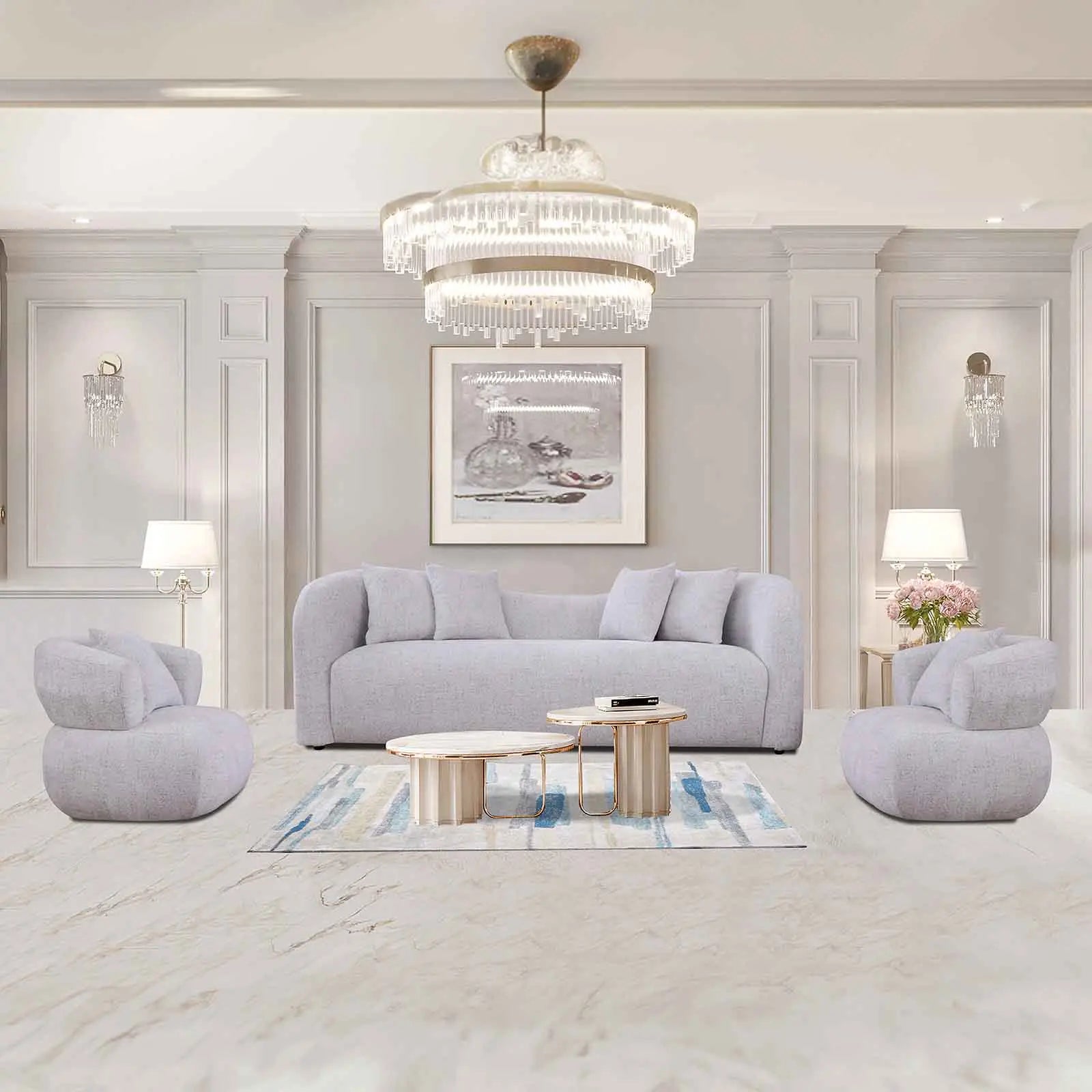 Luna Ivory Roberto Grassie Sofa Set