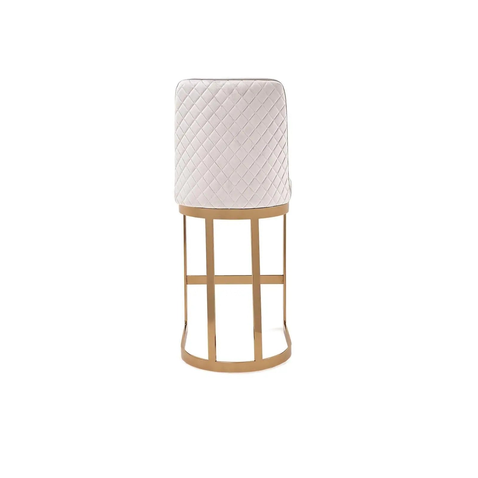 Mariella Titanium Gold Brushed Stainless Steel Base Beige Modern Counter Stool