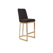 Mariella Titanium Gold Brushed Stainless Steel Base Black Stylish Counter Stool