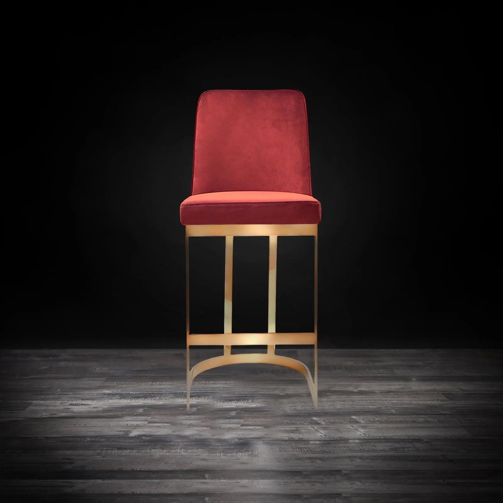 Mariella Titanium Gold Brushed Stainless Steel Base Burg Modern Counter Stool