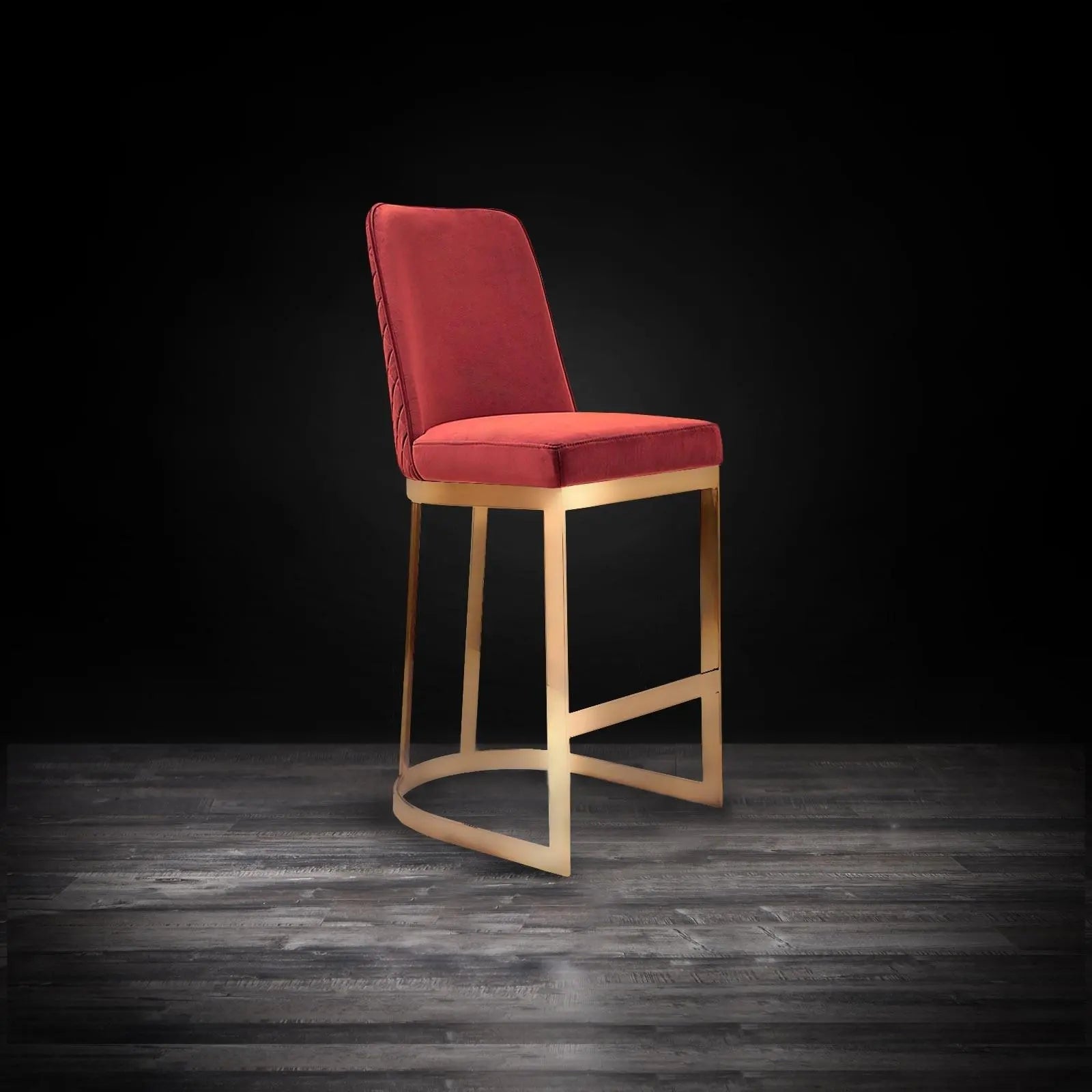 Mariella Titanium Gold Brushed Stainless Steel Base Burg Stylish Counter Stool