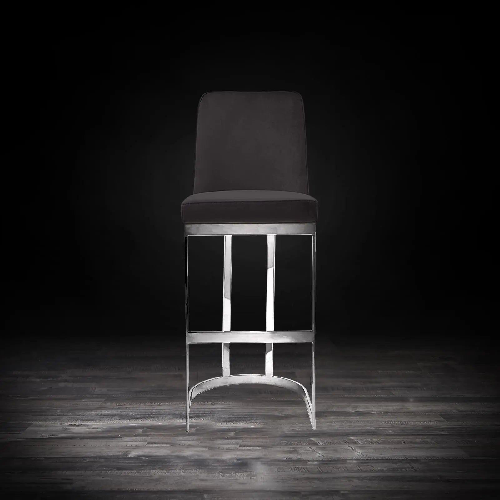 Mariella Silver Black Modern Bar Stool