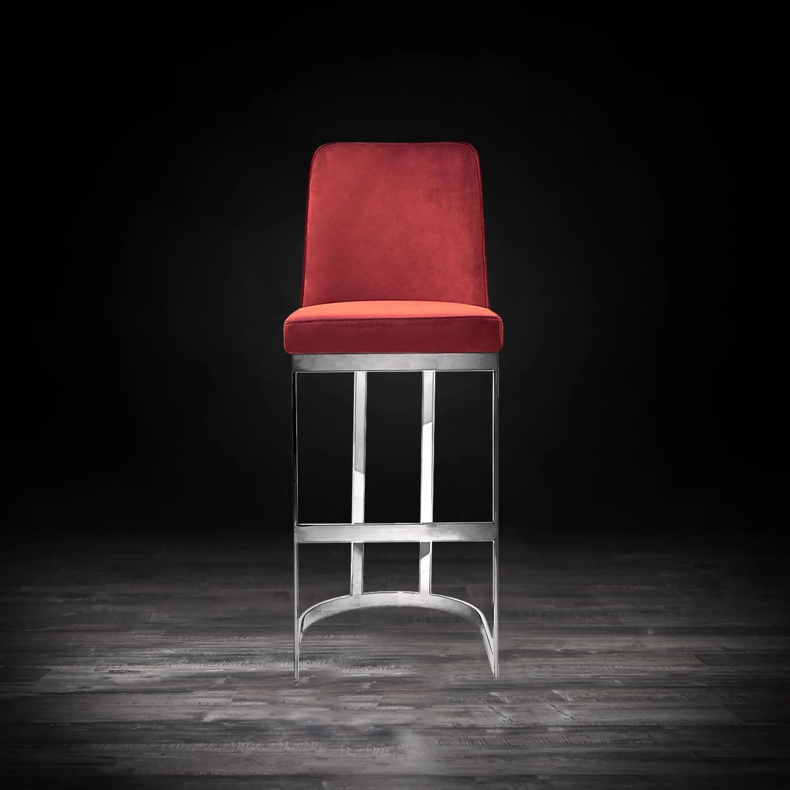 Mariella Silver Burgundy Modern Bar Stool