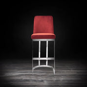 Mariella Silver Burgundy Modern Bar Stool