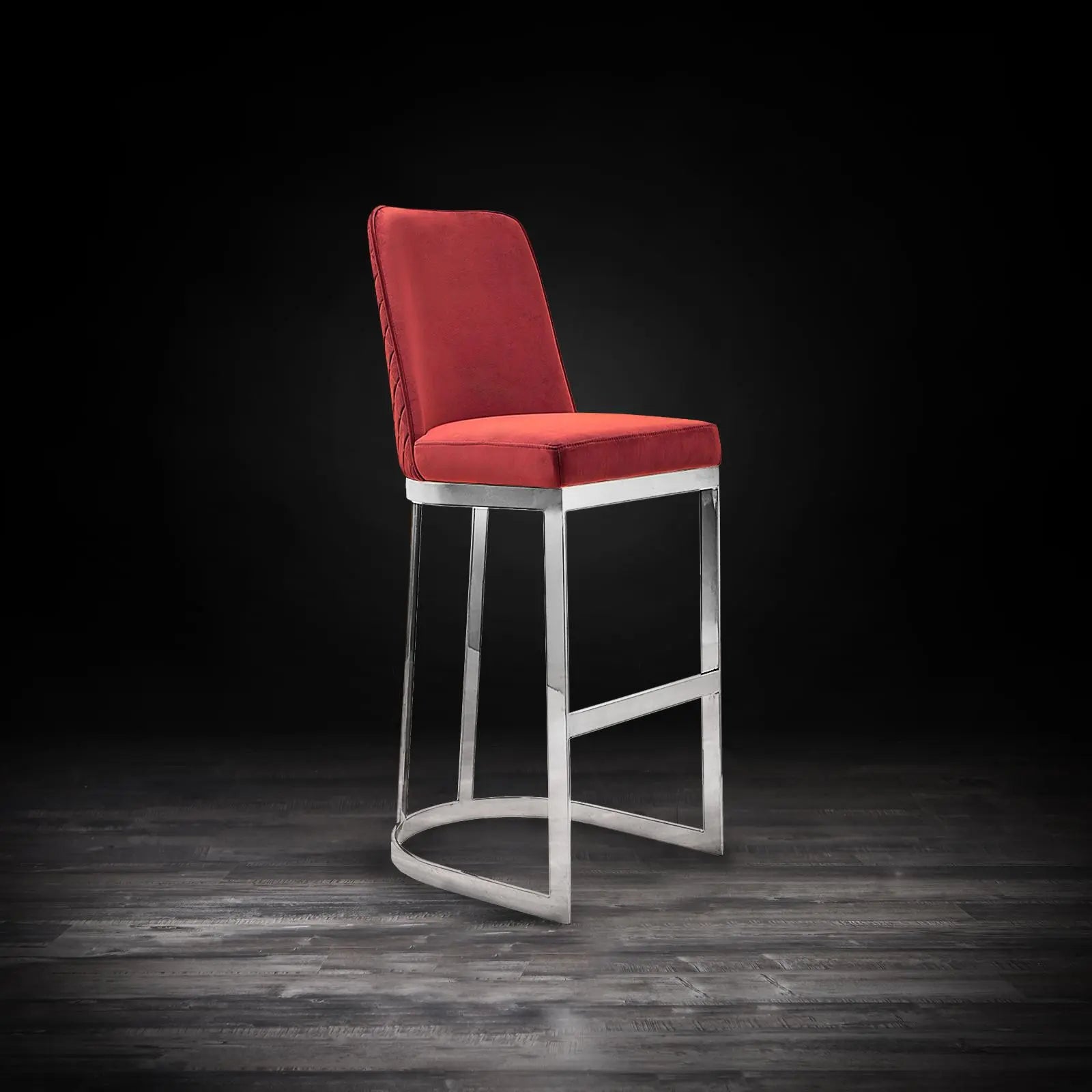 Mariella Silver Burgundy Stylish Bar Stool