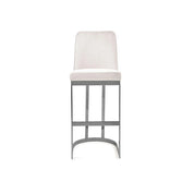 Mariella Polished Stainless Steel Base Beige Bar Bar Stool