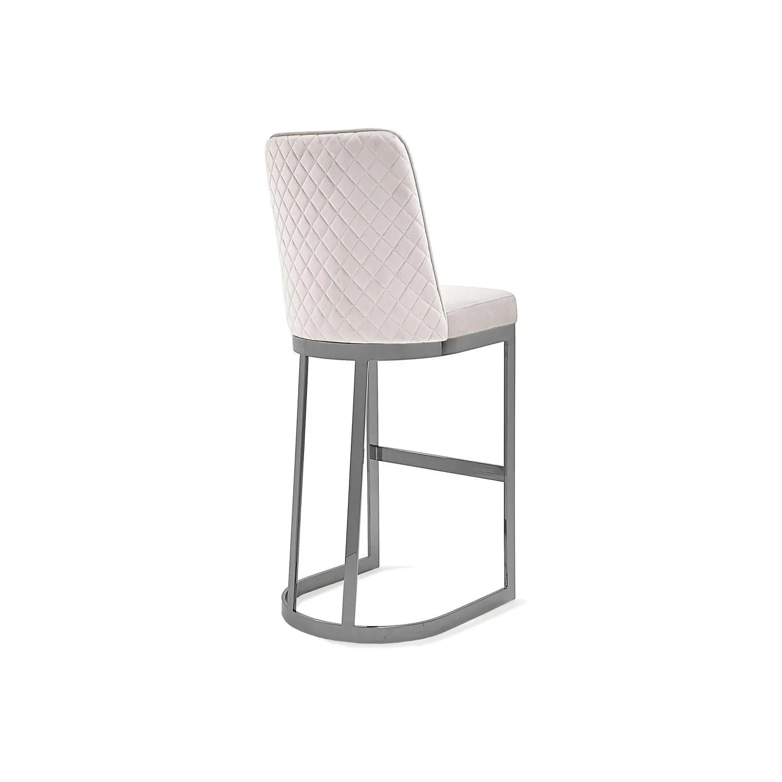 Mariella Polished Stainless Steel Base Beige Bar Luxury Bar Stool