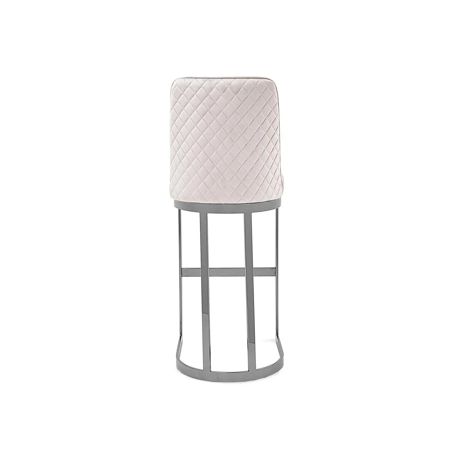Mariella Polished Stainless Steel Base Beige Bar Modern Bar Stool