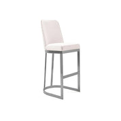 Mariella Polished Stainless Steel Base Beige Bar Stylish Bar Stool