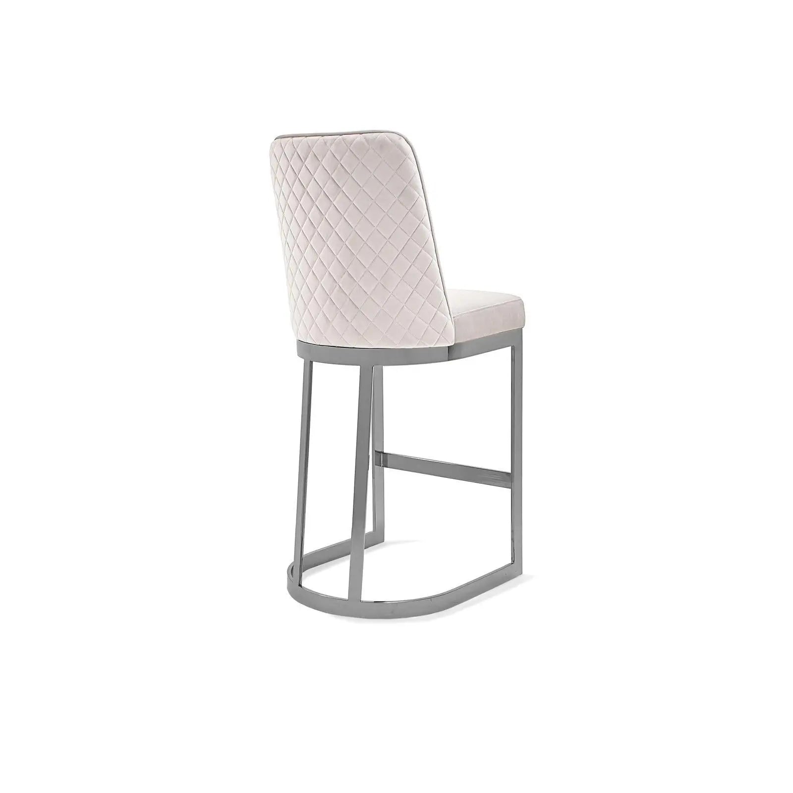 Mariella Polished Stainless Steel Base Beige Luxury Counter Stool