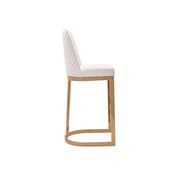 Mariella Titanium Gold Polished Stainless Steel Base Beige Bar Roberto Grassie Bar Stool