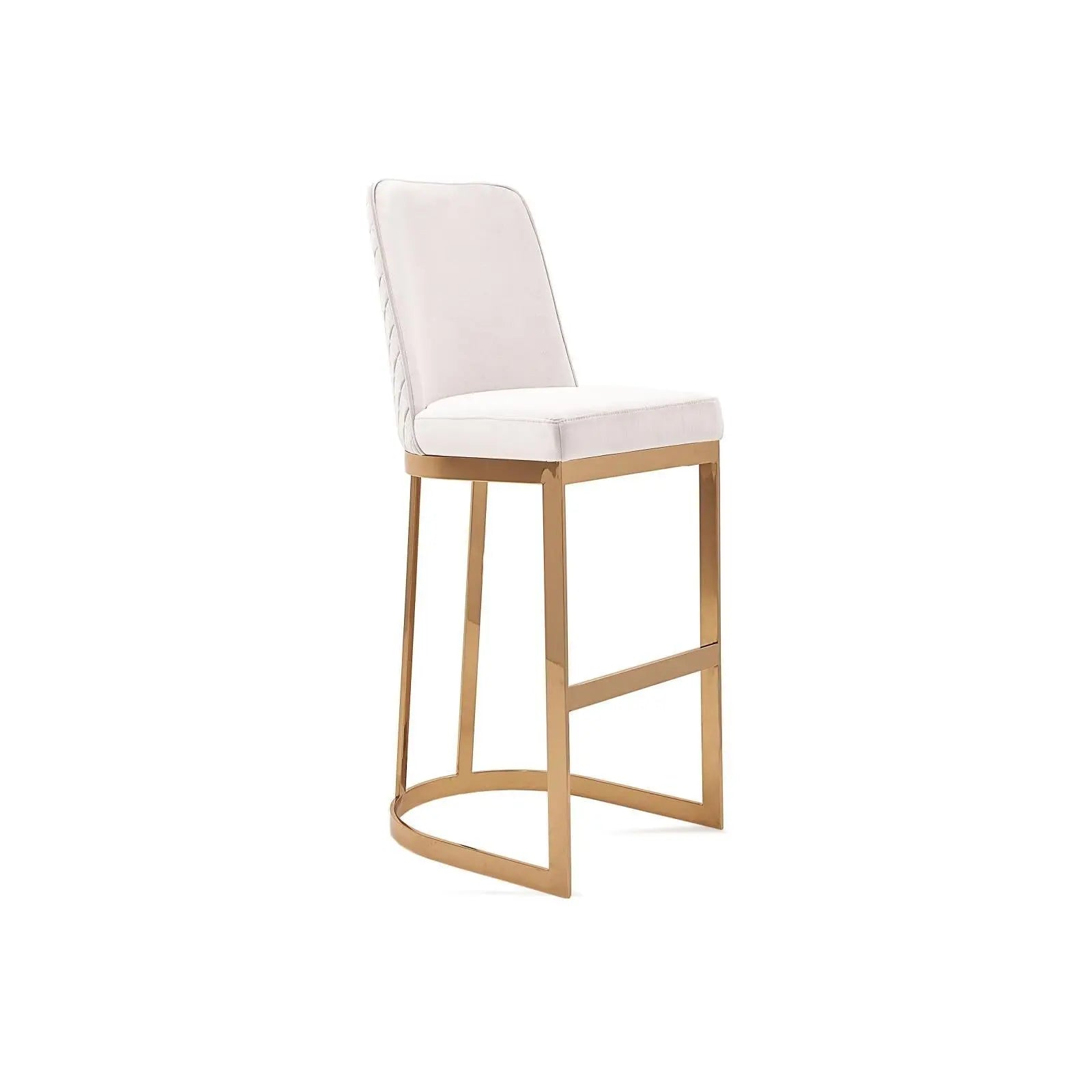 Mariella Titanium Gold Polished Stainless Steel Base Beige Bar Stylish Bar Stool