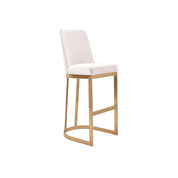 Mariella Titanium Gold Polished Stainless Steel Base Beige Bar Stylish Bar Stool
