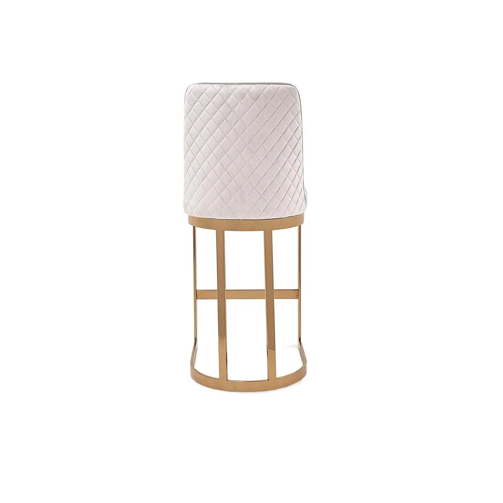 Mariella Titanium Gold Polished Stainless Steel Base Beige Modern Counter Stool