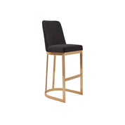 Mariella Titanium Gold Polished Stainless Steel Base Black Stylish Bar Stool