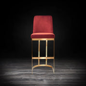 Mariella Titanium Gold Polished Stainless Steel Base Burgundy Modern Bar Stool