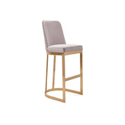 Mariella Titanium Gold Polished Stainless Steel Base Gray Stylish Bar Stool