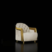 Massimo Lux Brushed Titanium Gold Chair Beige