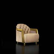 Massimo Lux Brushed Titanium Gold Chair Set Taupe